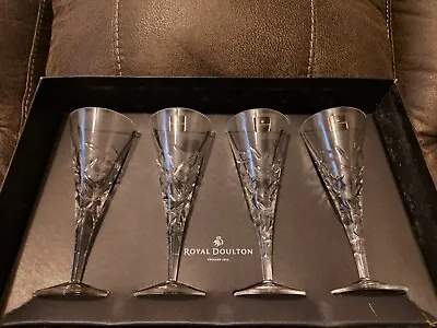 Buy Vtg Royal Doulton Central Park Crystal Wine 220ml Glasses Set Of 4 Nib #25120 • 75.69£