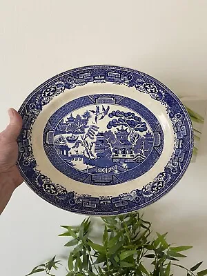 Buy Old Staffordshire Willow Pattern Platter Crown Clarence 12  By 10 Inch • 9£