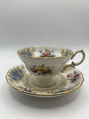 Buy Cup Saucer Set Victorian Violets  Vintage Hammersley Bone China England Scallop • 23.62£