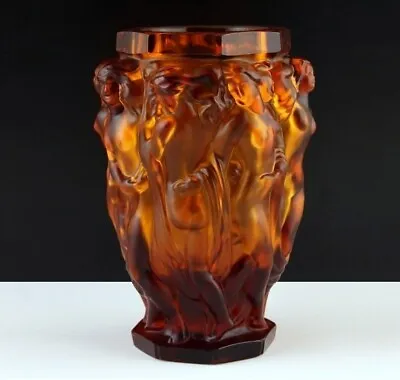 Buy Art Deco 1930' Amber Glass Bacchantes Vase H.Hoffmann • 233.23£