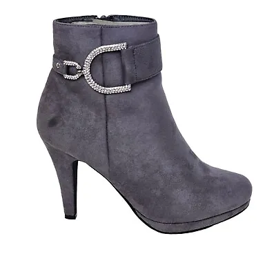 Buy Dream Pairs Women's Delphine Stiletto Side Zip High Heel Boots Grey Size 7.5 • 23.61£