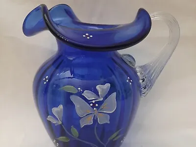 Buy FENTON SIGNED COBALT BLUE PITCHER Don Fenton 2000 #1348 Painted By M. Tapice • 38.36£