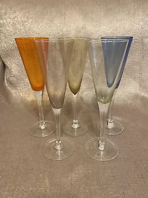 Buy Harlequin Handmade Coloured Cocktail Champagne Glasses Set Of 5 • 49.99£