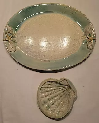 Buy Handmade In Maine Pottery Serving Dish W/Shell Bowl Ocean Themed • 38.51£