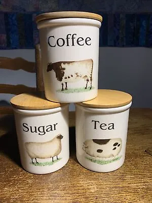 Buy T G Green Cornishware Cloverleaf Tea Coffee & Sugar Jars. Height 15 Cms • 30£