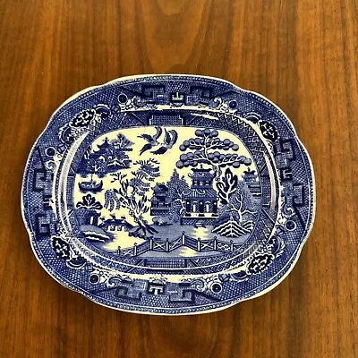 Buy Antique Allertons Blue Willow Transferware Small Oval Tray 6 3/4” By 5 5/8” • 23.68£