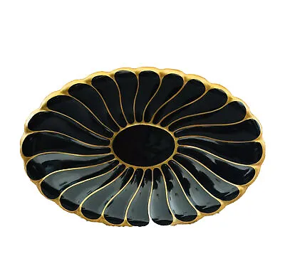 Buy Rare Hand-painted Carlton Ware Black + Gold Oval Noire Royale Dish Platter • 55£