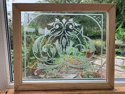 Buy Vintage Etched Glass Window Panel • 40£