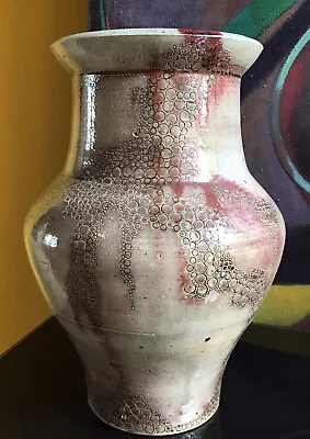 Buy Amazing Large Studio Pottery Vase With Flambé / Celadon Glazes - Impressed Marks • 95£
