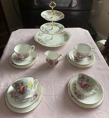 Buy Pretty Vintage Gainsborough & Duchess Bone China Tea Set & 3 Tier Cake Stand • 28£