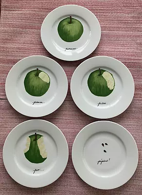 Buy Limoges Dessert Plates Apple Design-each Plate Different Set Of 5-France. • 43.16£