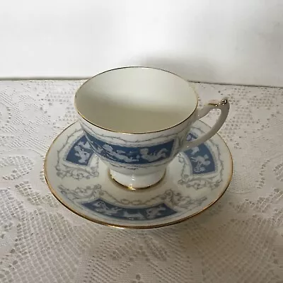 Buy Coalport Revelry Tea Cup & Saucer Cherubs Blue Gray Bone China Footed Cup • 4.99£
