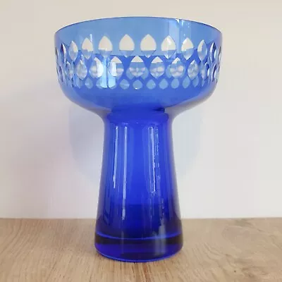 Buy Vintage Mid Century Cobalt Blue Harzkristall German Cut Glass Crystal? Vase • 20£
