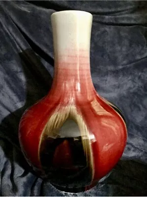 Buy Gorgeous Chinese Jingdezhen Porcelain Flambé Glazed Vase Signed 18” • 317.70£