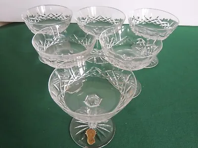 Buy Set Of 6 Waterford Crystal Glass Lismore Sherbet Stem Champagne Elegant Glasses • 115.56£