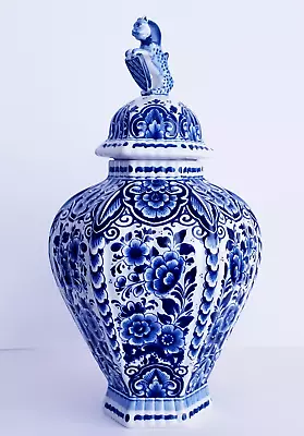 Buy Delft Blue & White Lidded Vase / Ginger Jar 15.4 Inch Hand-painted Excellent • 135.62£