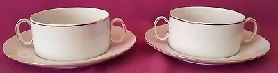 Buy Thomas Germany White/Gold Thin Gold Band Porcelain 2 X Soup Cup & Saucer • 25£