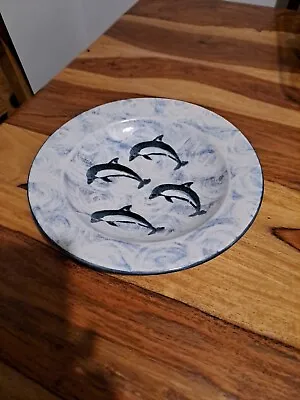 Buy Tain Pottery Scotland Cromarty Pattern 27CM  Bowl Hand Painted Dolphins • 24£