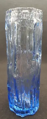Buy Vintage Ravenhead Blue Glass Bark Effect VASE In Whitefriars Style, 16.5cm High. • 8.50£