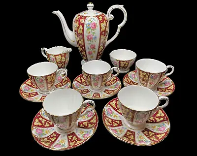 Buy Vintage Royal Grafton Bone China Gainsboro Tea Coffee Set Floral Red Gold C1950 • 34.95£