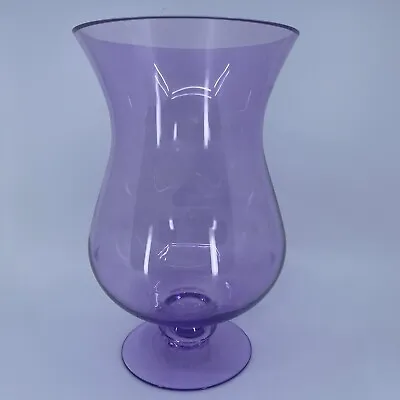 Buy Vintage Purple Flash Amethyst Lavender Footed Glass Hurricane Vase Candle 25.5cm • 27.88£