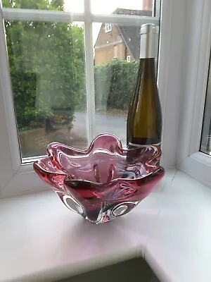 Buy Vintage Bohemian/Czech Amethyst And Clear Sommerso Art Glass Bowl C1970's  • 52£