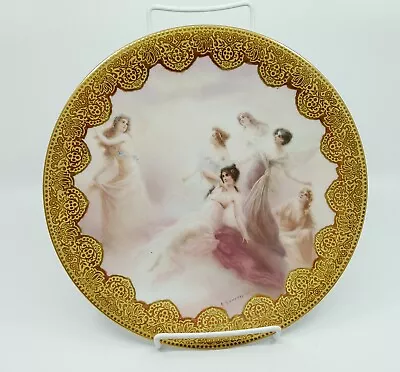 Buy Limoges 9 ¼” H.P. Maidens Scene Cake Plate With Gold- Signed “A. Soustre” • 347.40£