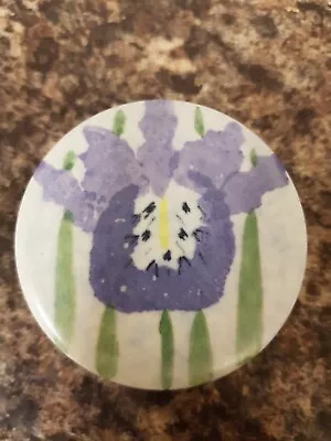 Buy English Country Pottery Liana Wiltshire Hand Painted Flag Iris Trinket Box • 10£
