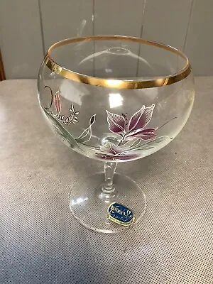 Buy Bohemian Crystal Wine/Champagne Saucer Glass. Floral Design. • 14.99£