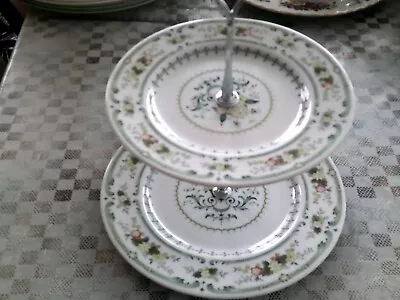 Buy 2 Tier Mini Cake Stand With Royal Doulton Provencal Plates,aft/noon Tea For One • 12£