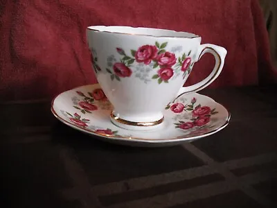 Buy Fine Bone China Royal Sutherland Staffordshire Red Rose Cup & Saucer Set • 18.92£