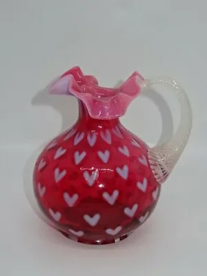 Buy Attractive Vintage Genuine Fenton Cranberry Glass 6.5  Heart Jug • 69.95£