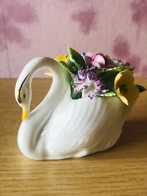 Buy Stunning Royal Adderley Bone China  Floral  Swan With Flower Bouquet - VGC • 5£
