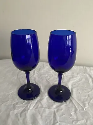 Buy 2 Vintage Cobalt Blue Champagne Flutes Wine Glasses Barware EUC • 15.20£