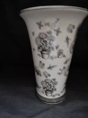 Buy Pottery Vase 10 Inch Printed ? Worcester 1st Period, Grey / Black, Garden Theme • 9.99£