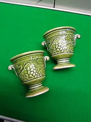 Buy 2x Vintage Holkham Pottery Posy Vase Urn Grape Design 3” • 6£