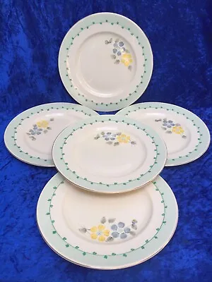 Buy Set Of 5 BURLEIGH WARE ''TUDOR'' Hand Painted 9.75'' Dinner Plates C.1940's/50's • 18.99£