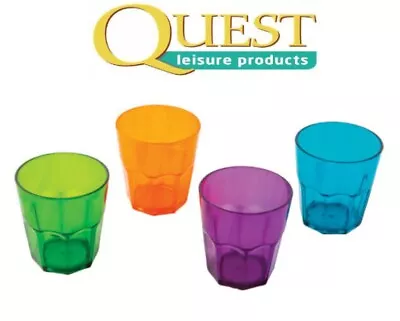 Buy Quest Elegant Plastic Coloured Glassware Low Tumbler Plastic 'Glasses' Set Of 4 • 7.95£