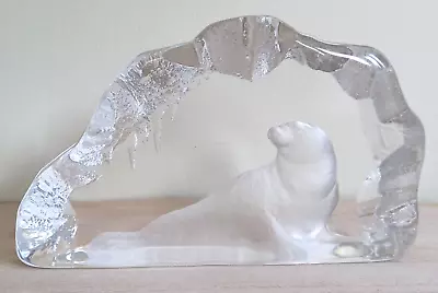 Buy Maleras Mats Jonasson Seal Full Lead Crystal Paperweight Sculpture Signed Small • 10£