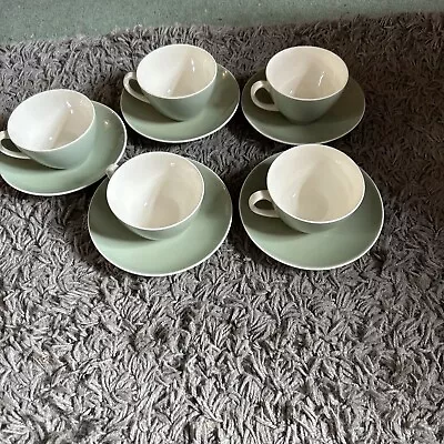 Buy Poole Pottery Celadon Green - 5 Cups  & Saucers • 4.99£