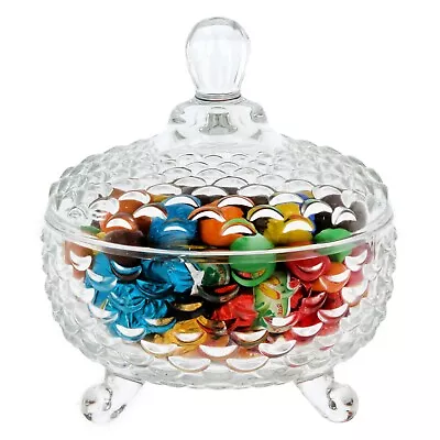 Buy Glass Sweet Bowl Sugar Jar With Lid Candy Container Dish Round Decorative Weding • 7.25£