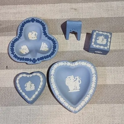 Buy Collection Job Lot Wedgwood Blue Jasperware Trinket Boxes Dishes • 35£