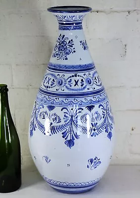 Buy Vintage Blue & White Vase Talavera Spanish Huge Clay Pottery Hand Painted No 34 • 89£