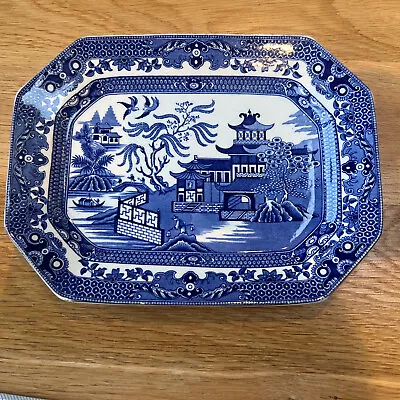 Buy Burleigh Ware Willow Small Platter Plate 25x19cm Vintage England Blue & White • 15£