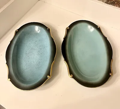 Buy 2x Carlton Ware Bleu Royale Dishes Dish Plate Gold Gilded Edges Blue Turquoise • 25£