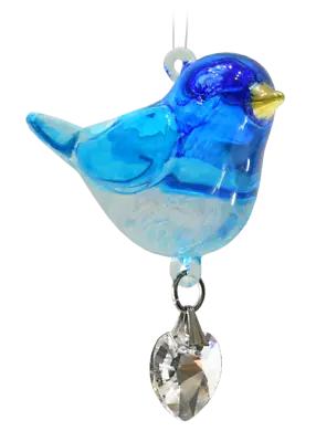 Buy Pretty Little Bird Hand Crafted Glass With Crystal Heart & 24 Carat Gold Painted • 14.99£