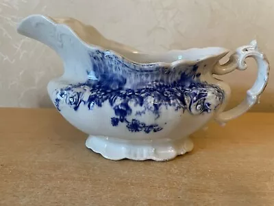 Buy Antique Empire Porcelain Co Porcelain Flow Blue & White Gravy BOAT Jug 1890s • 9.99£