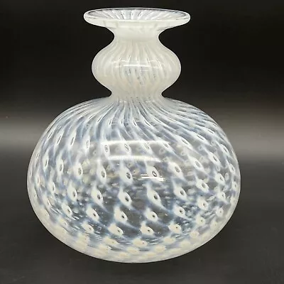 Buy Bertil Vallien Signed Vase For Kosta Boda Translucent Opaque White Eye Dot Swirl • 220.91£