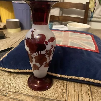 Buy Bohemian Glass Victorian Ruby Red Vase • 5£