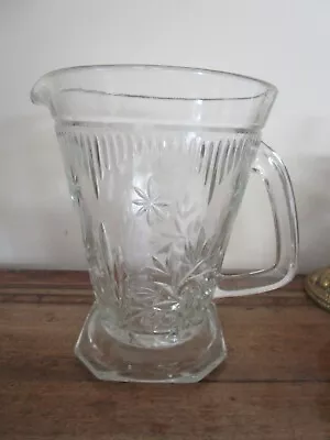 Buy Vintage Art Deco Pressed Glass Water Jug 1930 • 12£